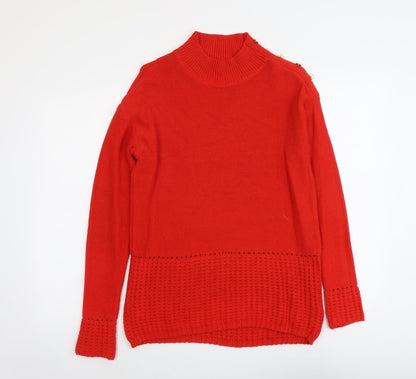 Next Womens Red Mock Neck Cotton Pullover Jumper Size 8