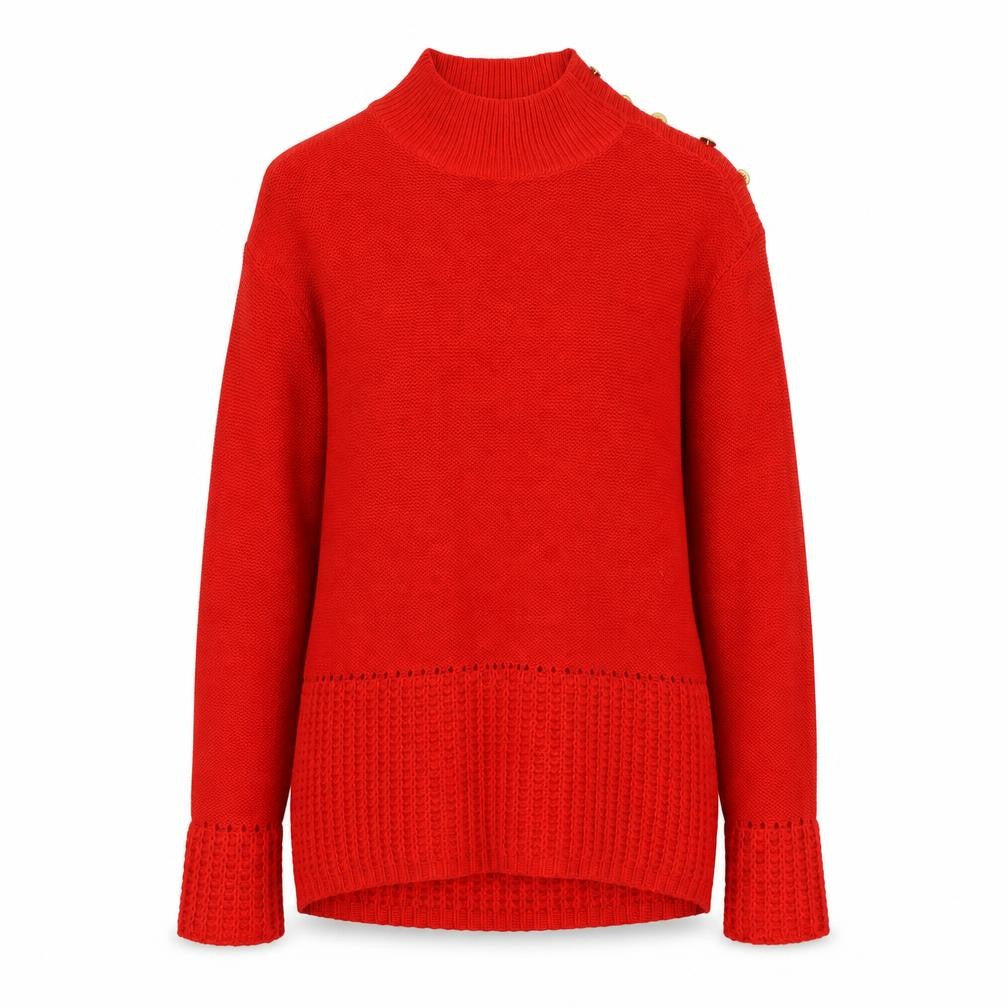 NEXT Womens Red Mock Neck Cotton Pullover Jumper Size 8