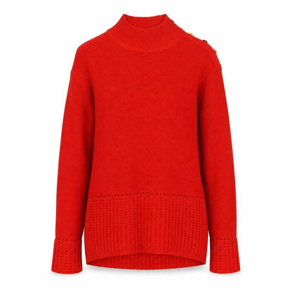 Next Womens Red Mock Neck Cotton Pullover Jumper Size 8