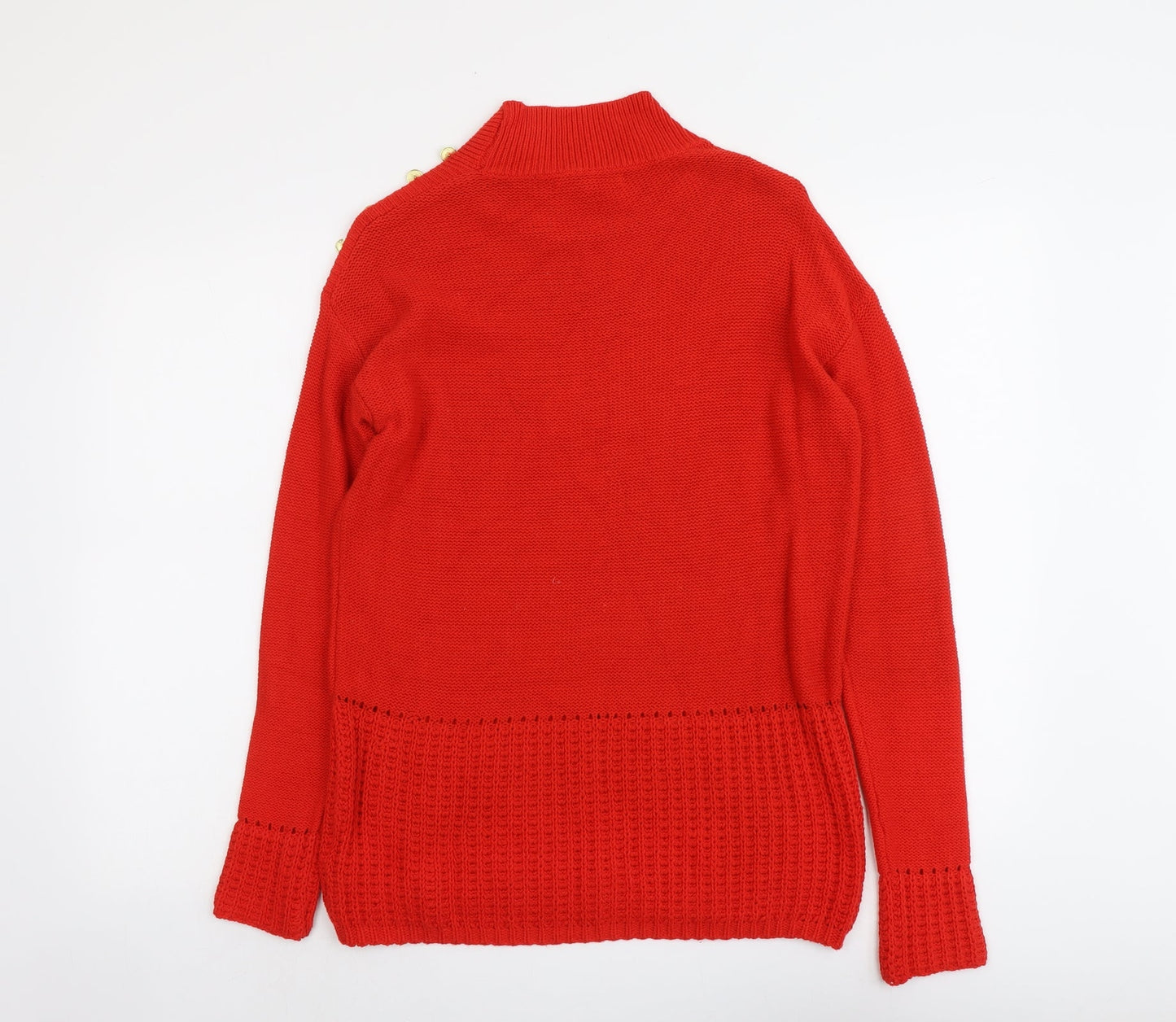 NEXT Womens Red Mock Neck Cotton Pullover Jumper Size 8