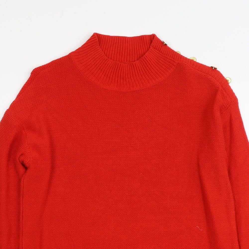 NEXT Womens Red Mock Neck Cotton Pullover Jumper Size 8