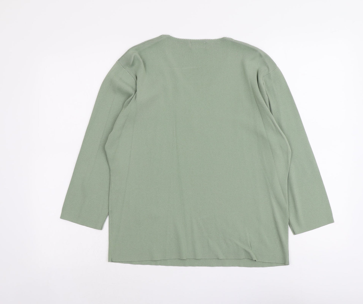 Bonmarché Womens Green V-Neck Viscose Pullover Jumper Size XL