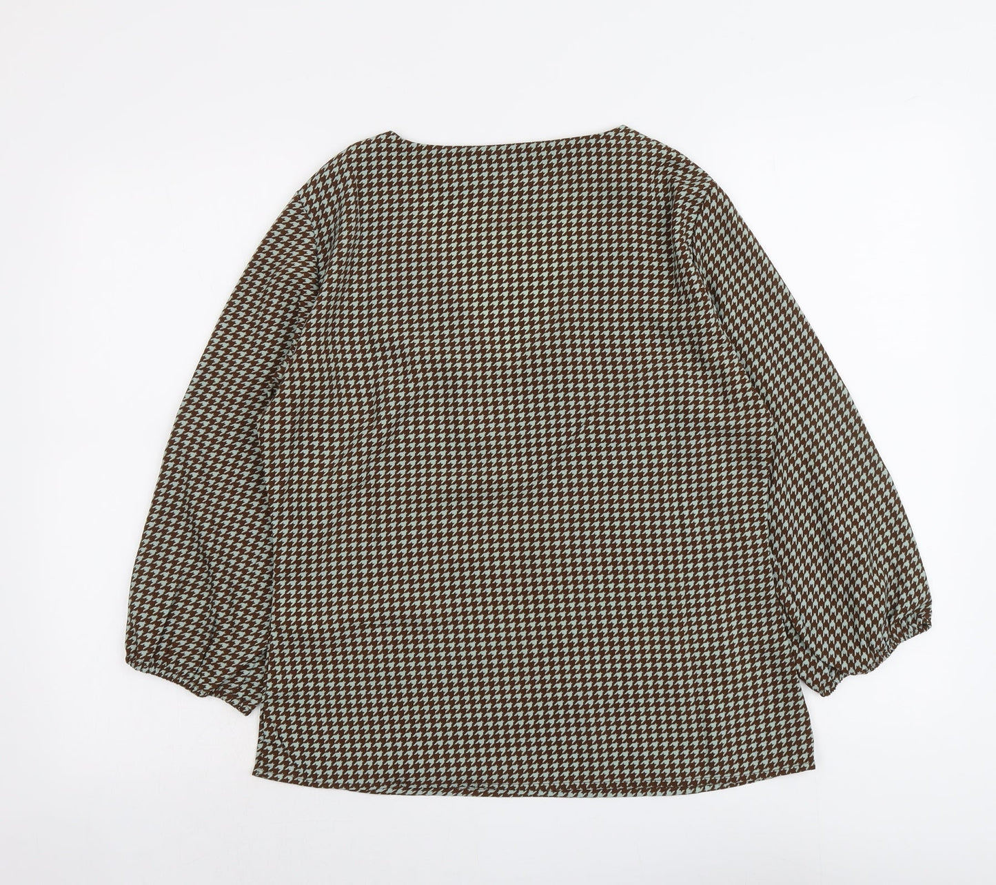 VILA Womens Brown Geometric Polyester Basic Blouse Size 10 V-Neck