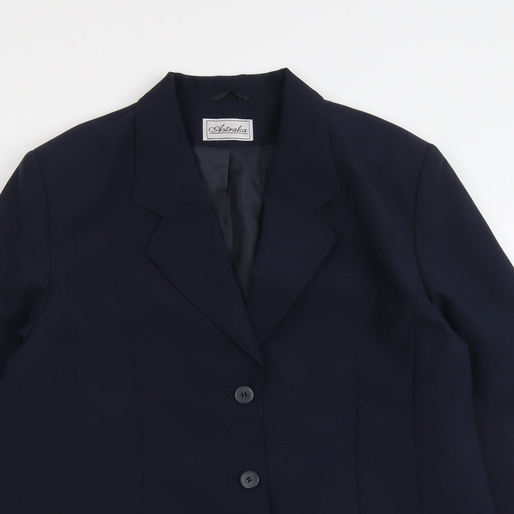 Astraka Womens Blue Polyester Jacket Blazer Size 18