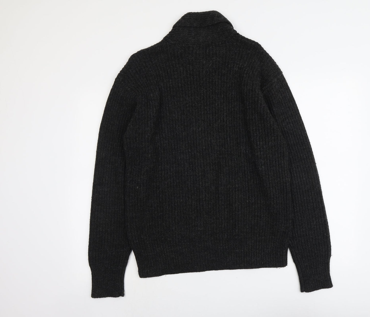 Petroleum Mens Grey Collared Acrylic Pullover Jumper Size M Long Sleeve