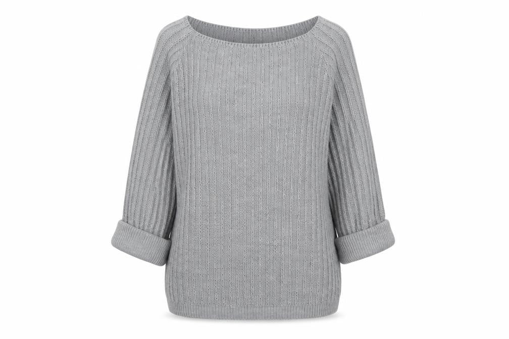 Tru Collection Womens Grey Round Neck Acrylic Pullover Jumper Size L