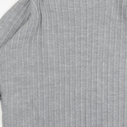 Tru Collection Womens Grey Round Neck Acrylic Pullover Jumper Size L