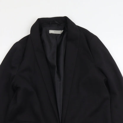 Close-up detail of ASOS women’s black polyester jacket blazer, size UK 10