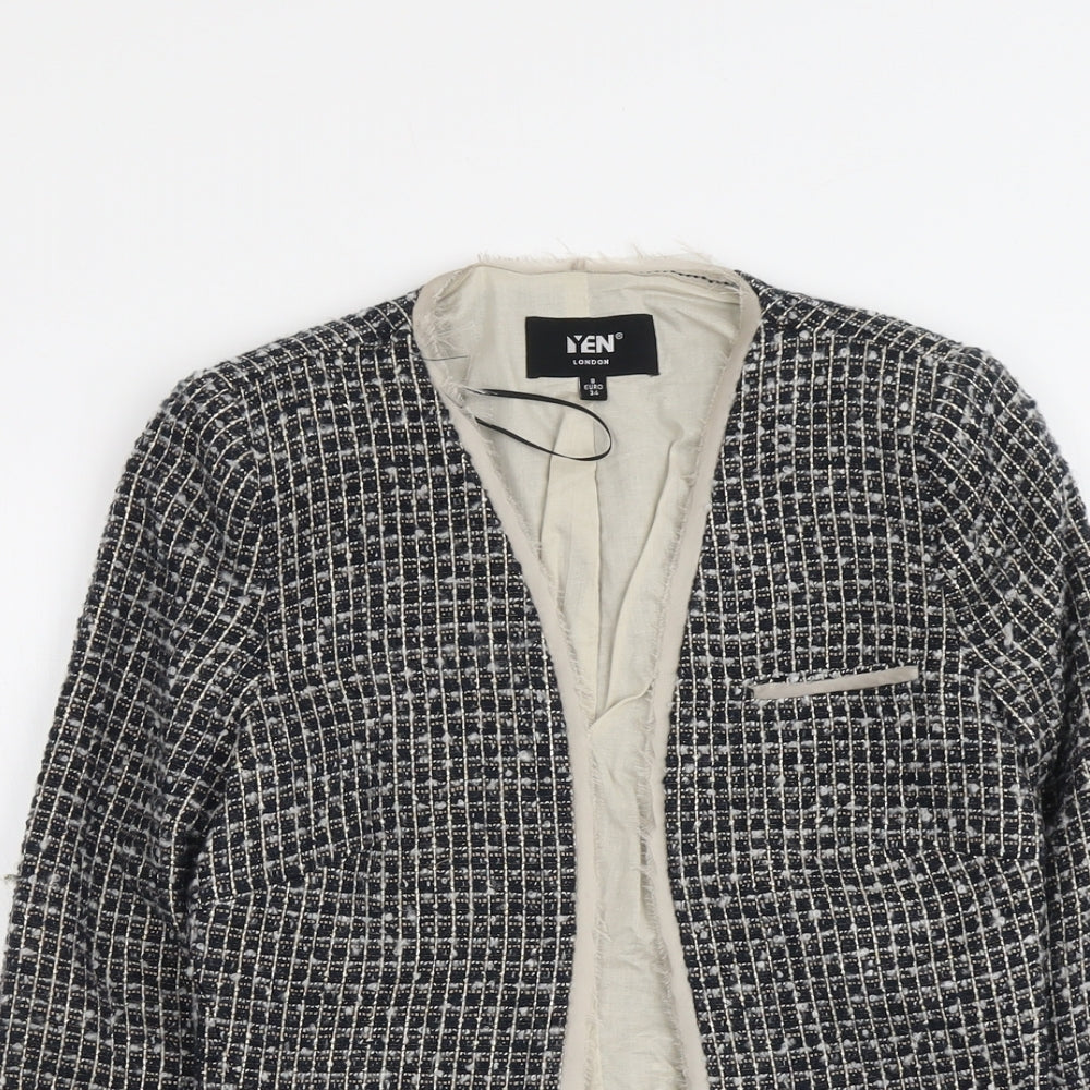 Yen Womens Blue Geometric Jacket Size 8