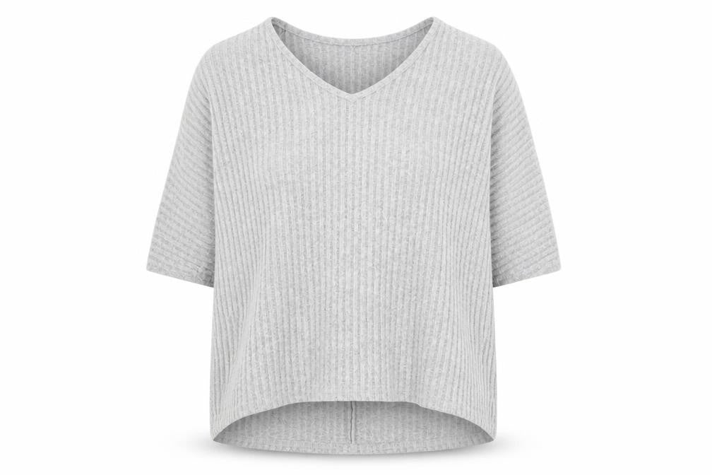 New Look Womens Grey V-Neck Polyester Pullover Jumper Size S