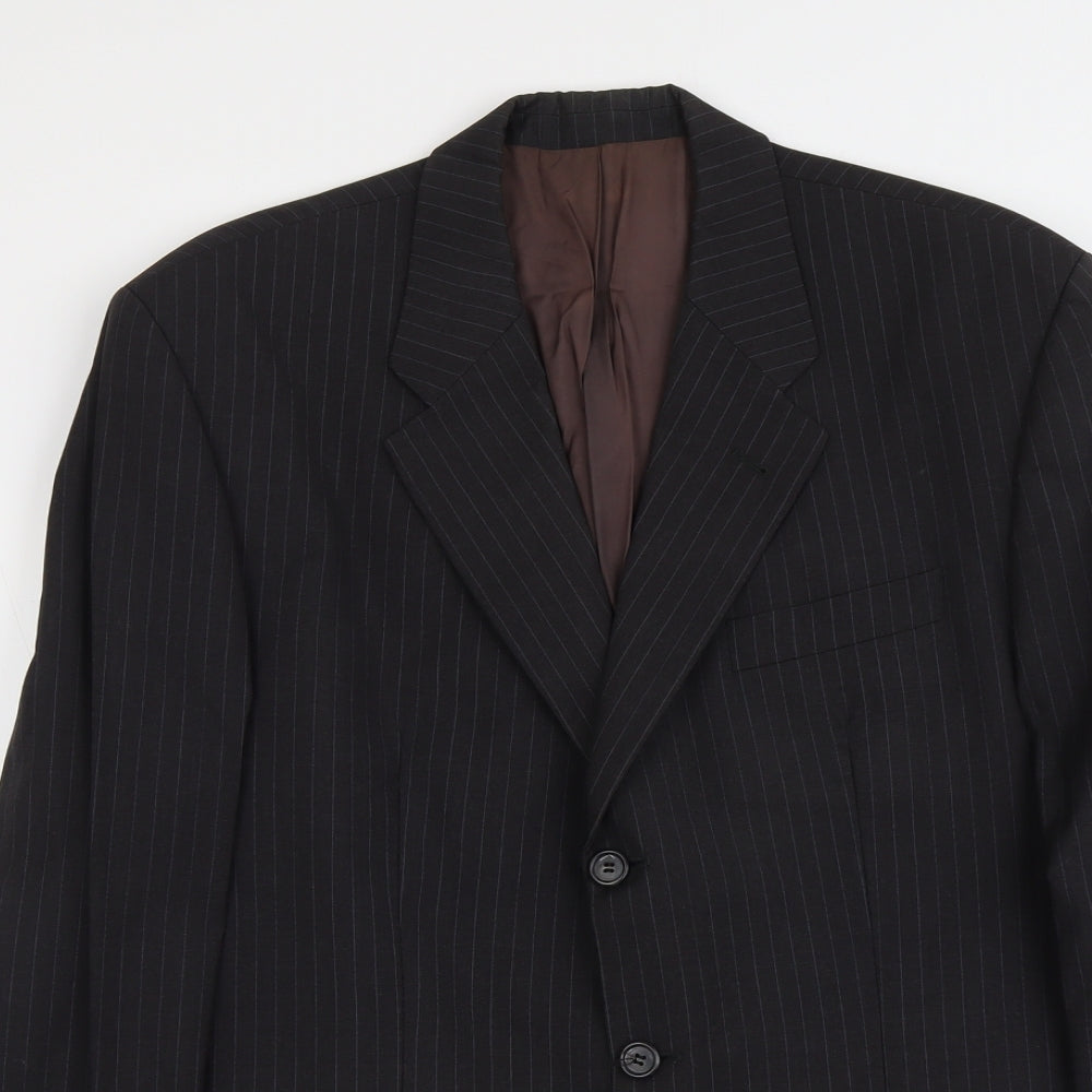 Reda Mens Blue Striped Wool Jacket Suit Jacket Size L Regular