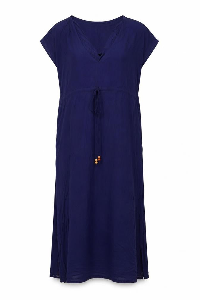 Pia Rossi Womens Blue Viscose Maxi Size M V-Neck Pullover