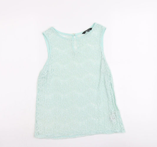 New Look Womens Green Viscose Basic Tank Size 12 Round Neck