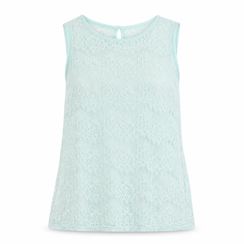 New Look Womens Green Viscose Basic Tank Size 12 Round Neck