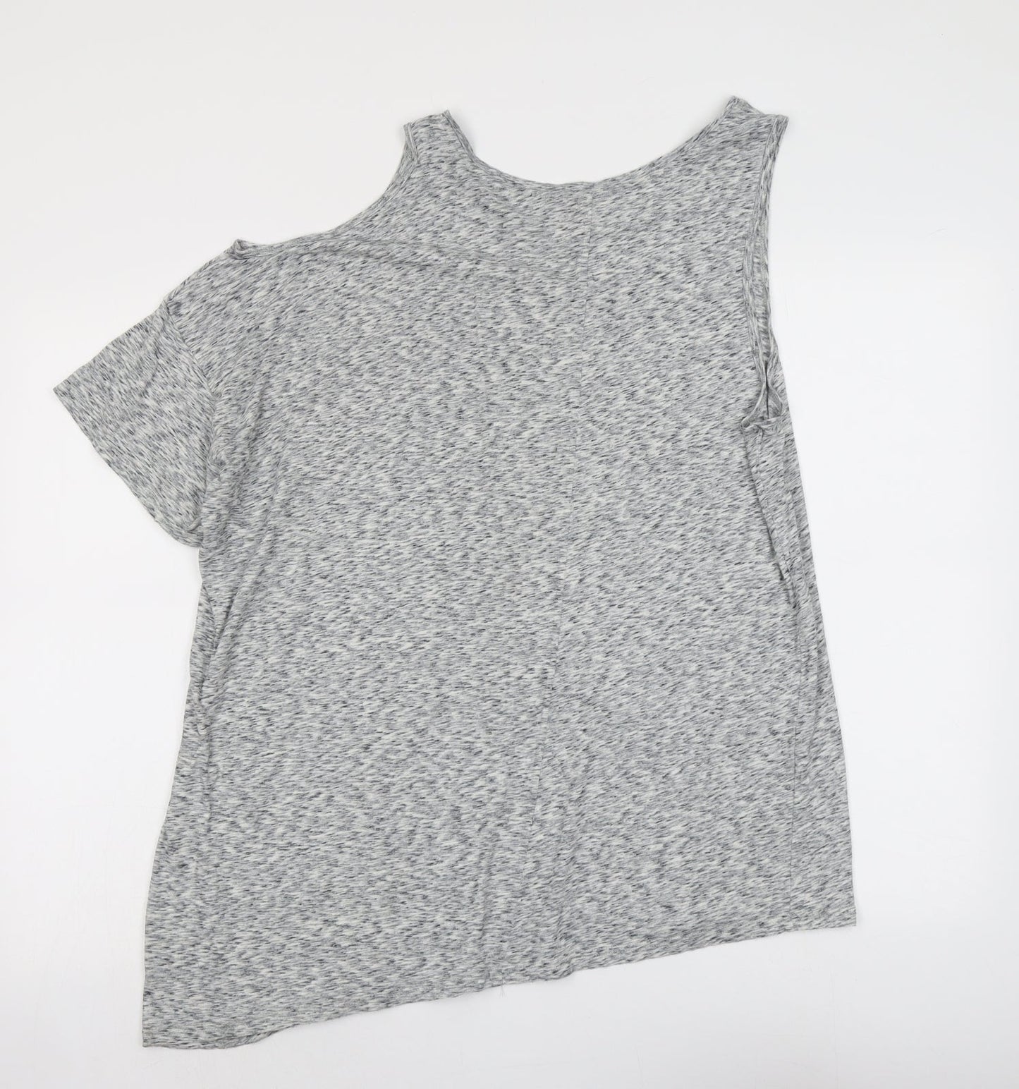 Topshop Womens Grey Geometric Cotton Basic Blouse Size 10 Round Neck