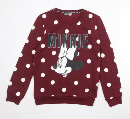 Preloved Disney Womens Red Polka Dot Polyester Pullover Sweatshirt Size 6 Pullover - Minnie Mouse Size 6-8 - Front
