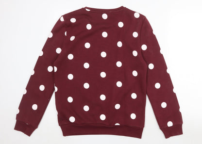 Preloved Disney Womens Red Polka Dot Polyester Pullover Sweatshirt Size 6 Pullover - Minnie Mouse Size 6-8 - Back