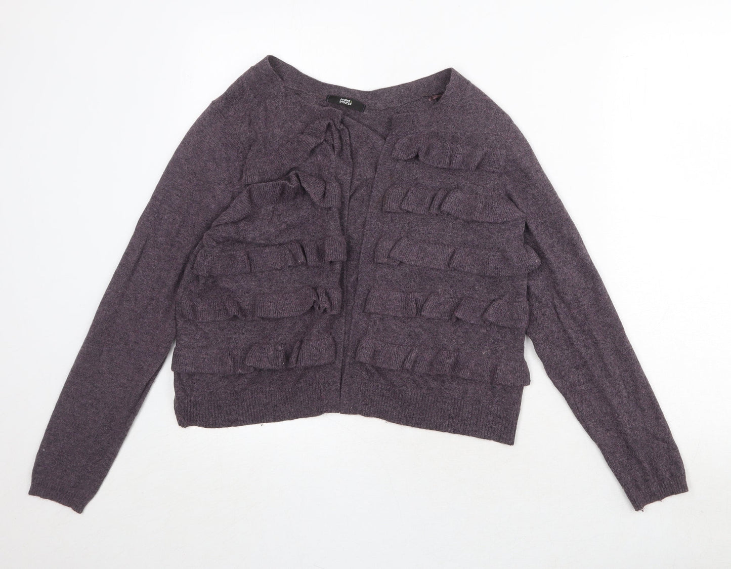 Marks and Spencer Womens Purple V-Neck Nylon Cardigan Jumper Size 14