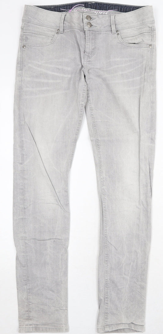 Esprit Womens Grey Cotton Skinny Jeans Size 31 in Regular Zip