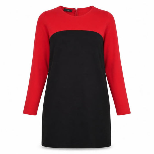 Liz Claiborne Womens Black Colourblock Acrylic Jumper Dress Size S Boat Neck Zip