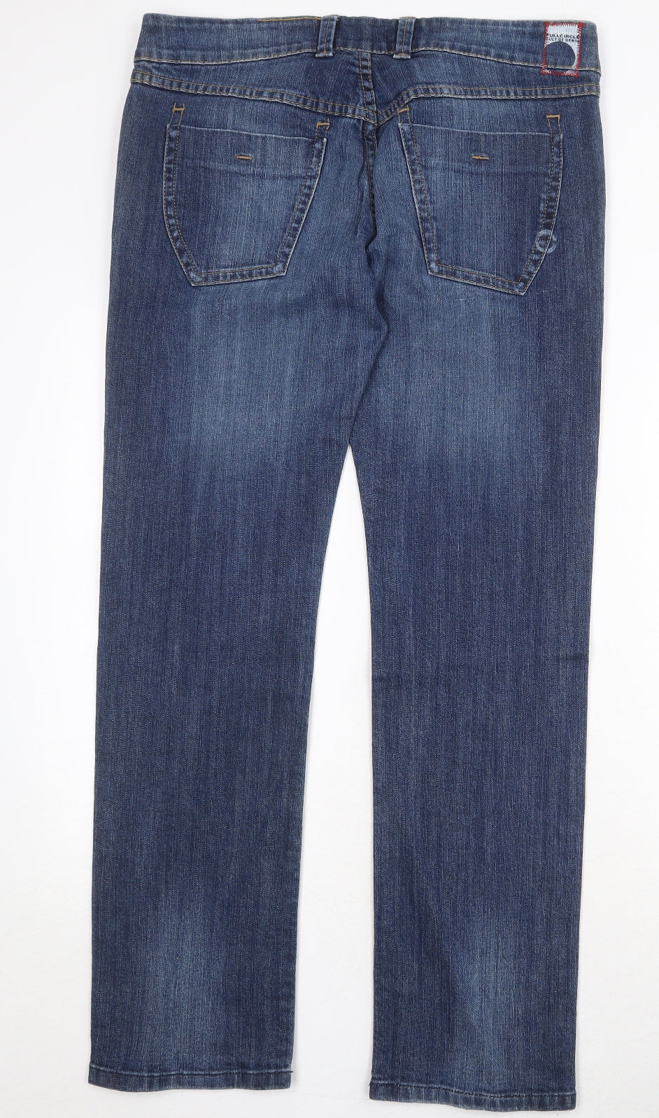 Full Circle Womens Blue Cotton Straight Jeans Size 34 in Regular Zip