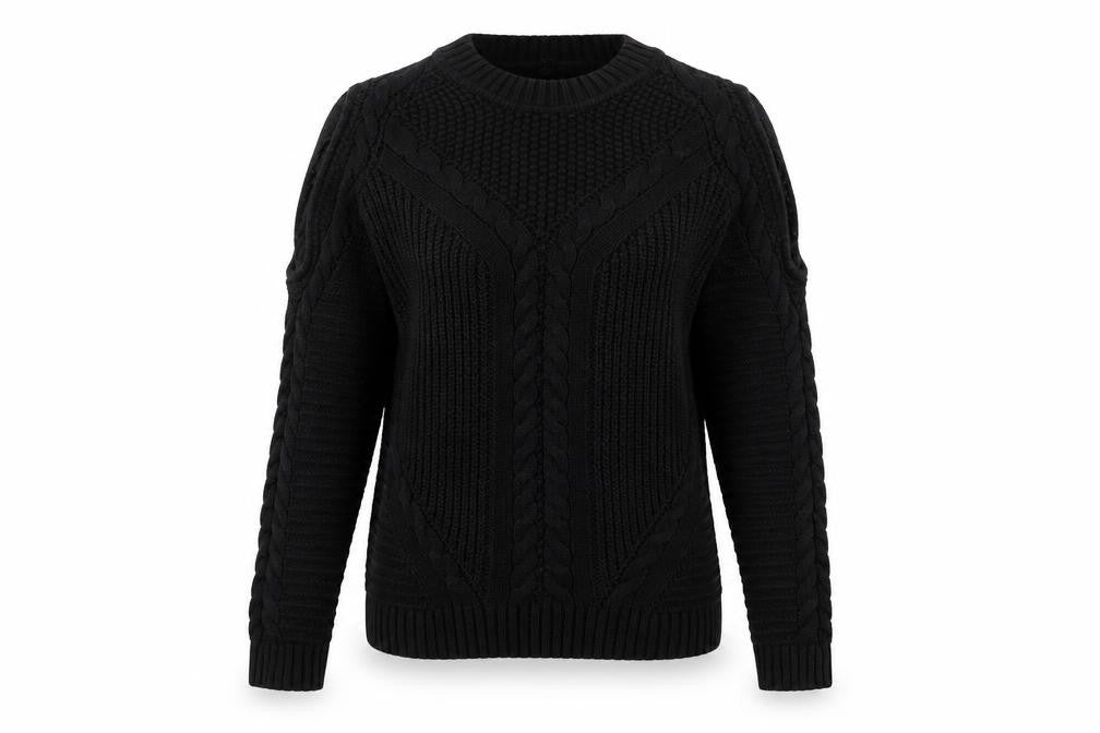Divided by H&M Womens Black Round Neck Cotton Pullover Jumper Size M - Cold Shoulder