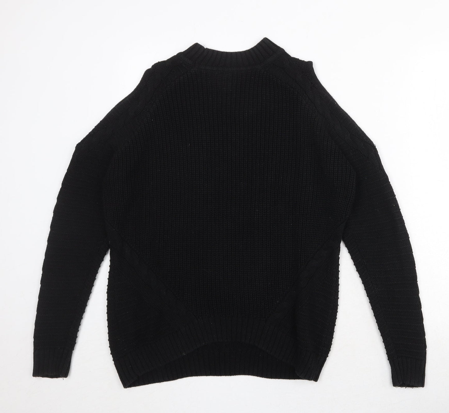 Divided by H&M Womens Black Round Neck Cotton Pullover Jumper Size M - Cold Shoulder