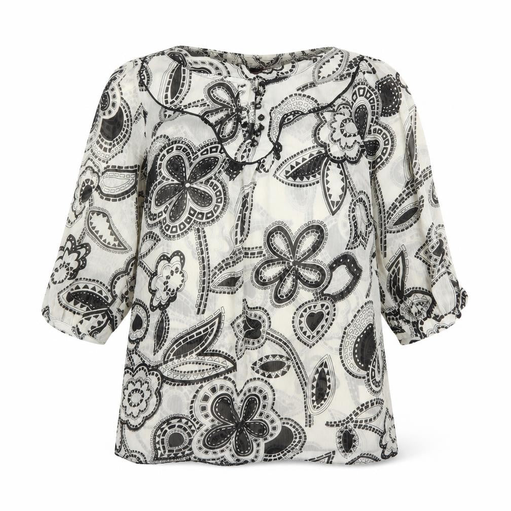 Love Label Womens Beige Floral Polyester Basic Blouse Size 8 Round Neck