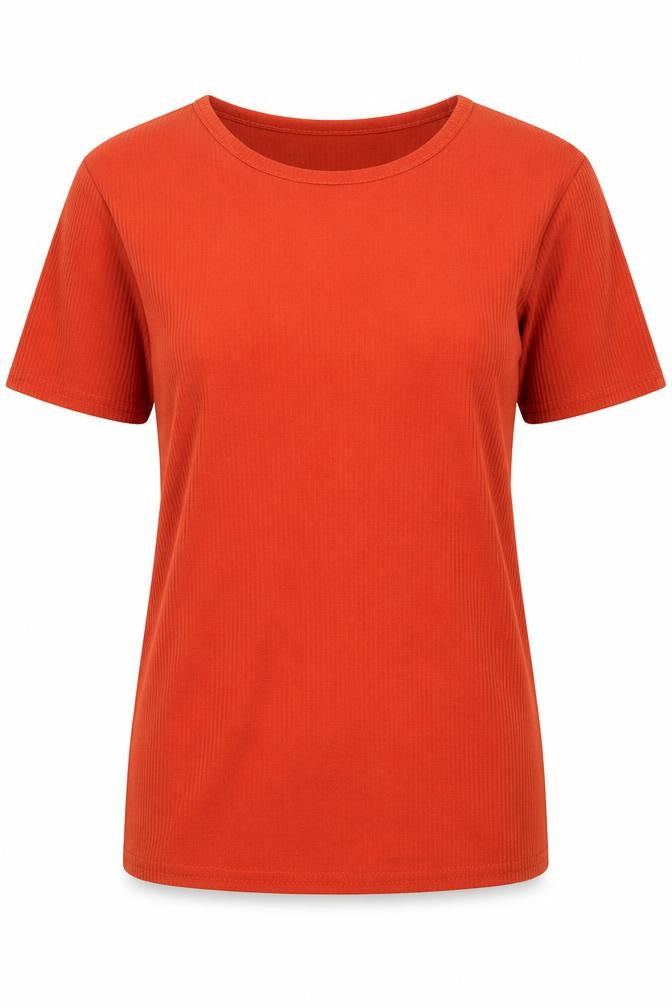 New Look Womens Orange Polyester Basic T-Shirt Size 12 Round Neck