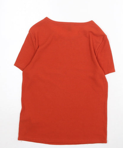 New Look Womens Orange Polyester Basic T-Shirt Size 12 Round Neck