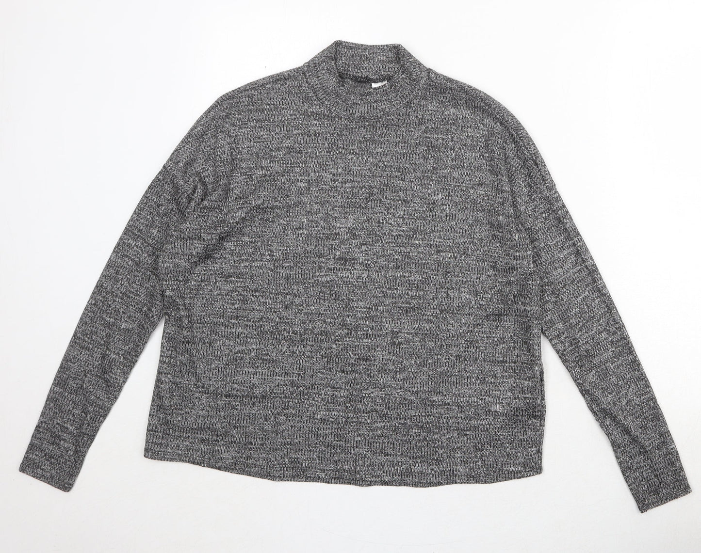 H&M Womens Grey Mock Neck Geometric Polyester Pullover Jumper Size M