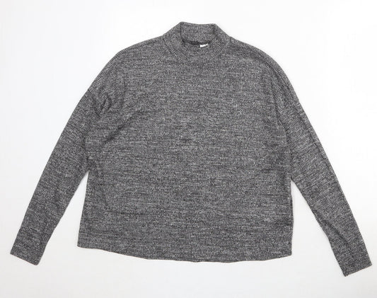 H&M Womens Grey Mock Neck Geometric Polyester Pullover Jumper Size M