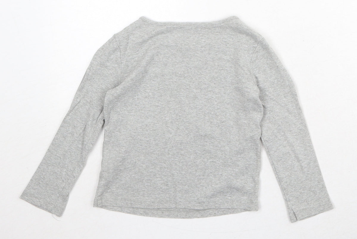 Gap Girls Grey 100% Cotton Basic T-Shirt Size 4 Years Round Neck Pullover - Just The Best