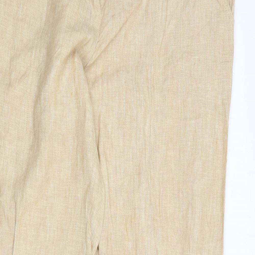 Aryton Womens Beige Linen Trousers Size 14 Regular Zip