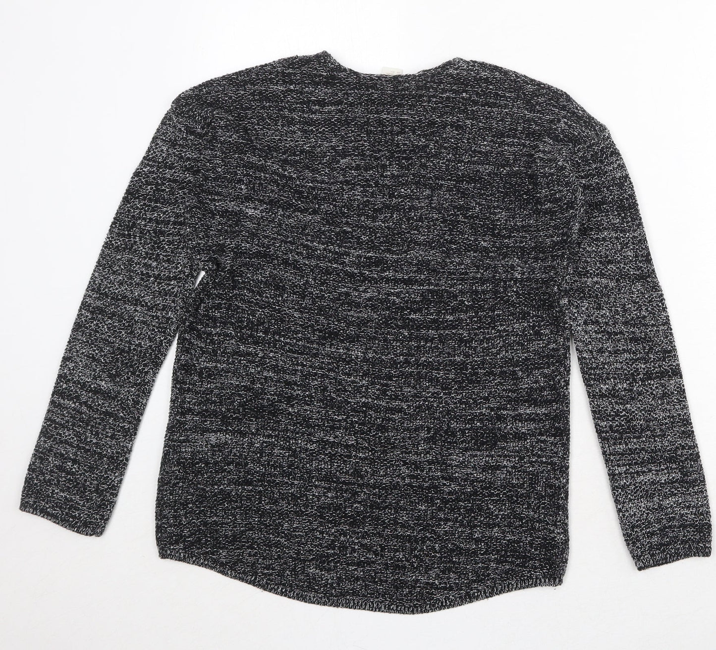 H&M Womens Black V-Neck Cotton Pullover Jumper Size XS