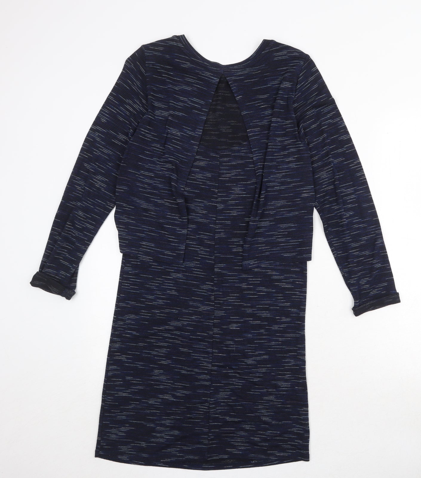 Topshop Womens Blue Geometric Viscose A-Line Size 6 Round Neck Pullover