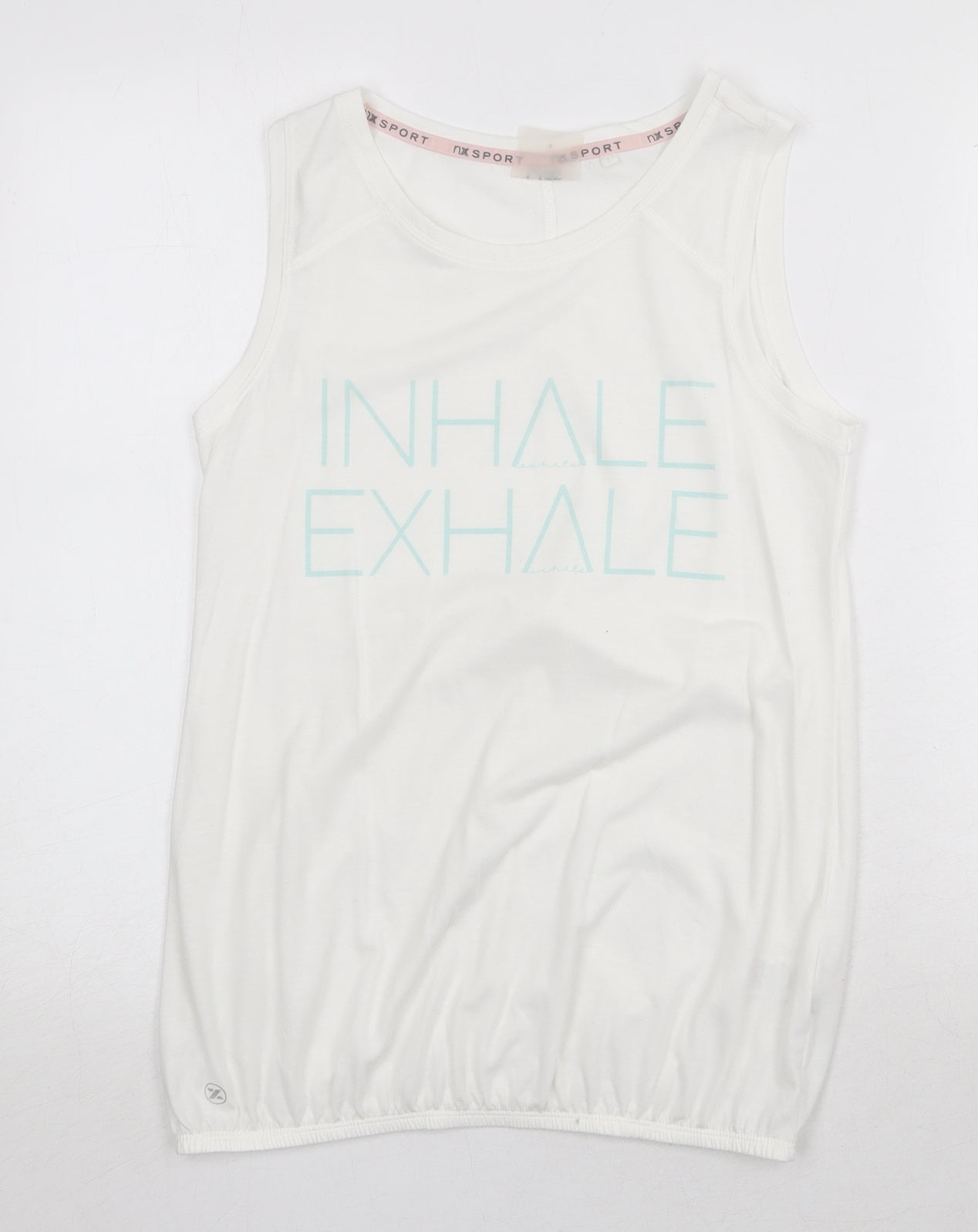 NEXT Womens White Polyester Basic Tank Size 8 Round Neck - Inhale Exhale