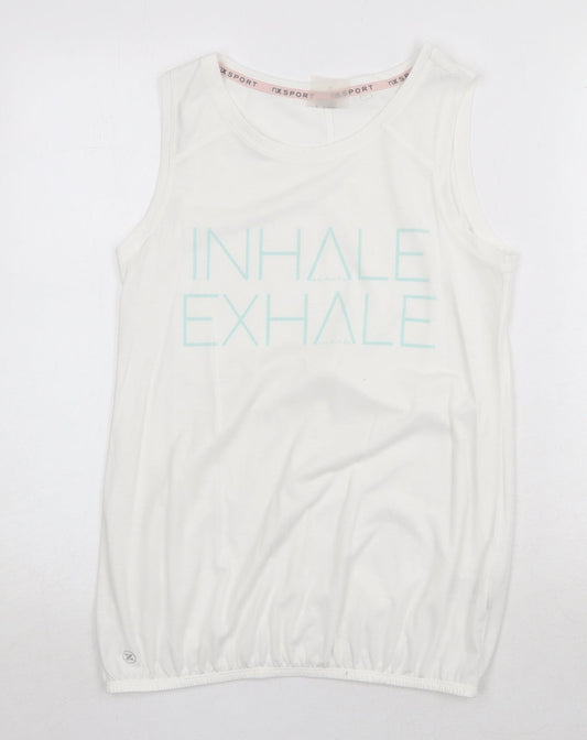 NEXT Womens White Polyester Basic Tank Size 8 Round Neck - Inhale Exhale