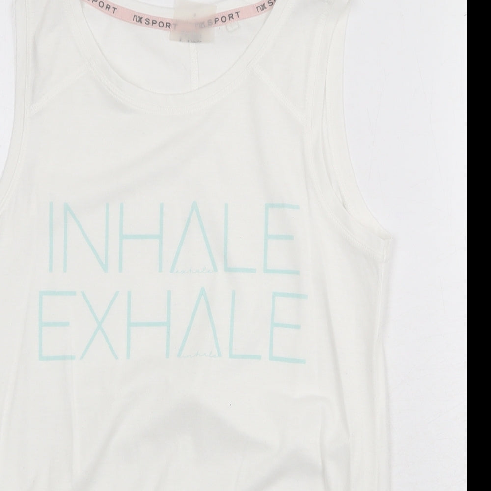 NEXT Womens White Polyester Basic Tank Size 8 Round Neck - Inhale Exhale