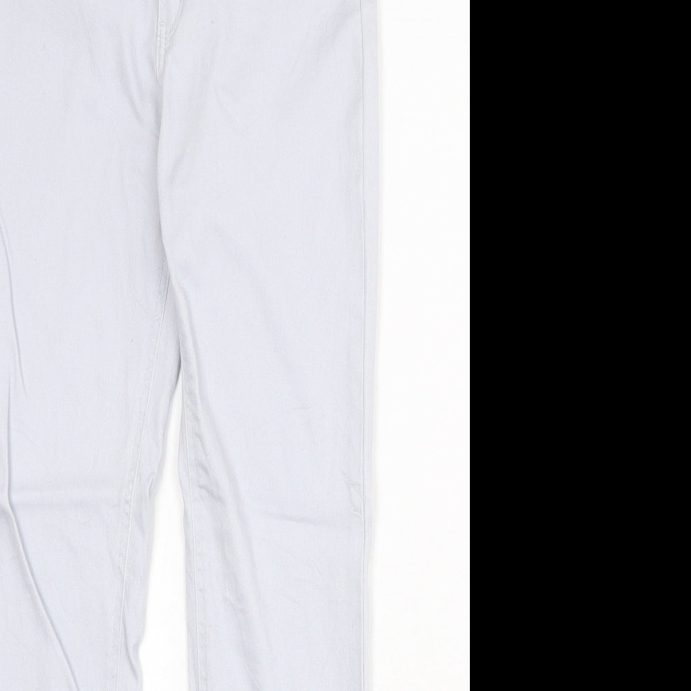 H&M Womens Grey Cotton Straight Jeans Size 12 Regular Zip