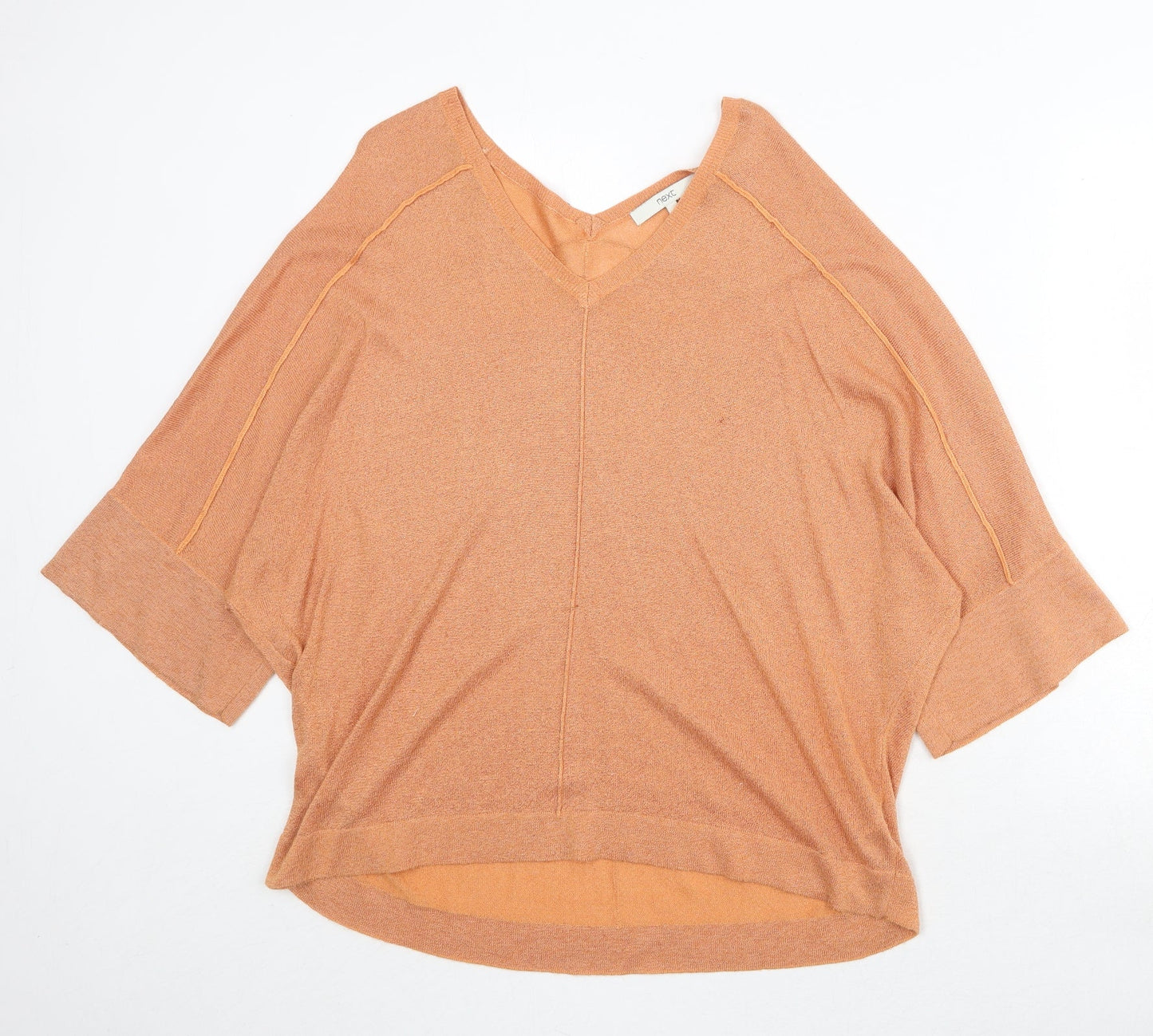 NEXT Womens Orange V-Neck Viscose Pullover Jumper Size S