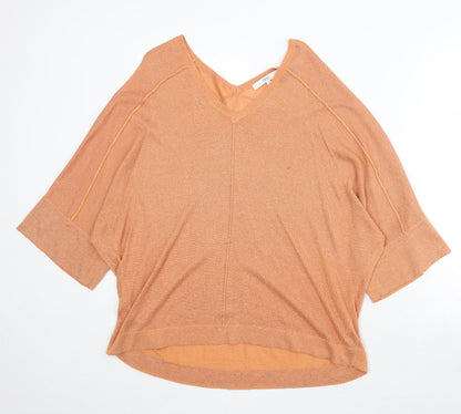 Next Womens Orange V-Neck Viscose Pullover Jumper Size S