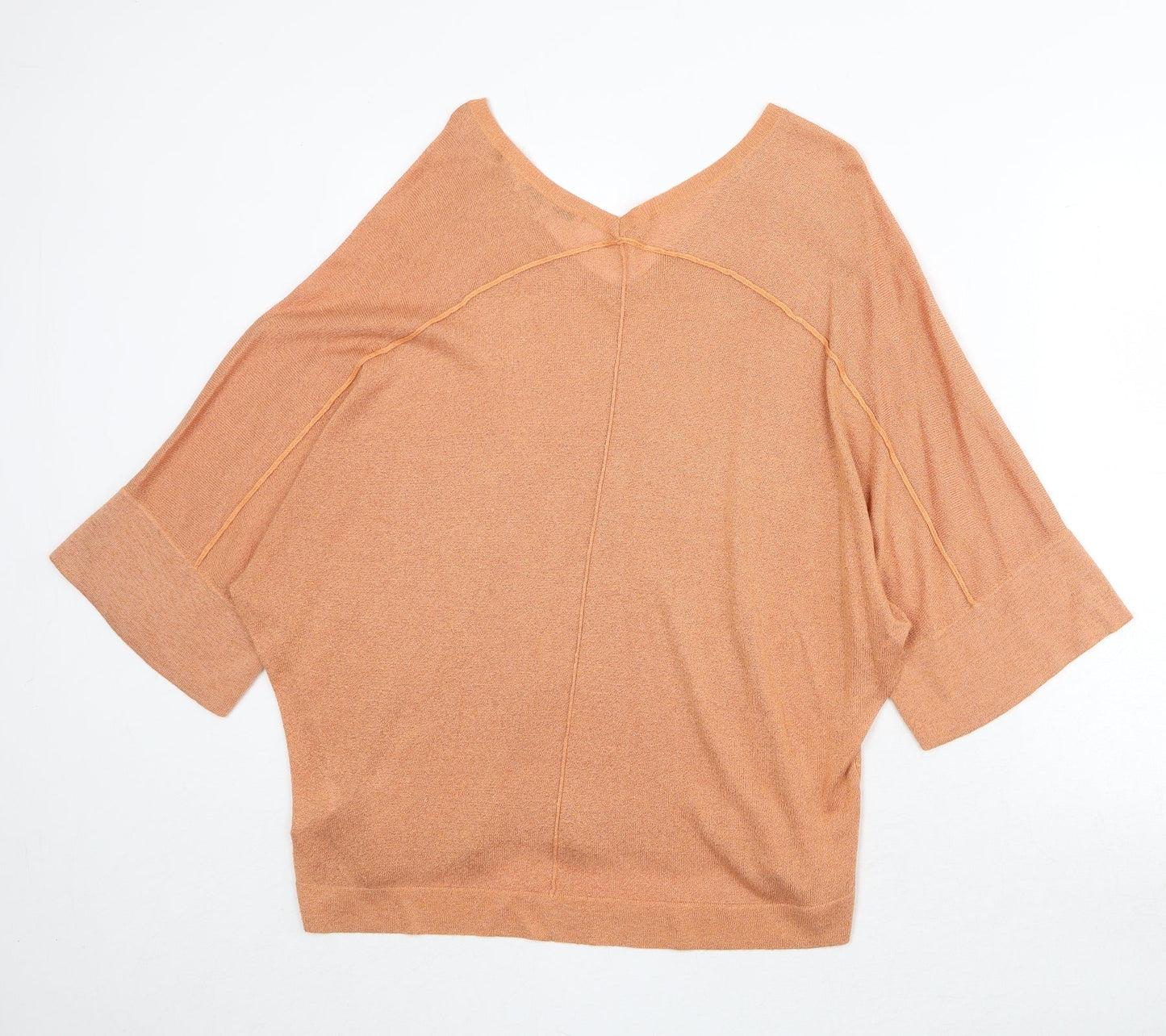 NEXT Womens Orange V-Neck Viscose Pullover Jumper Size S