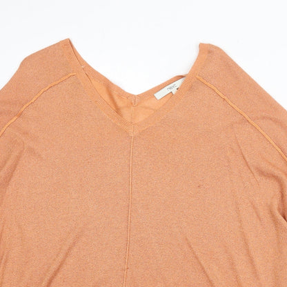 Next Womens Orange V-Neck Viscose Pullover Jumper Size S