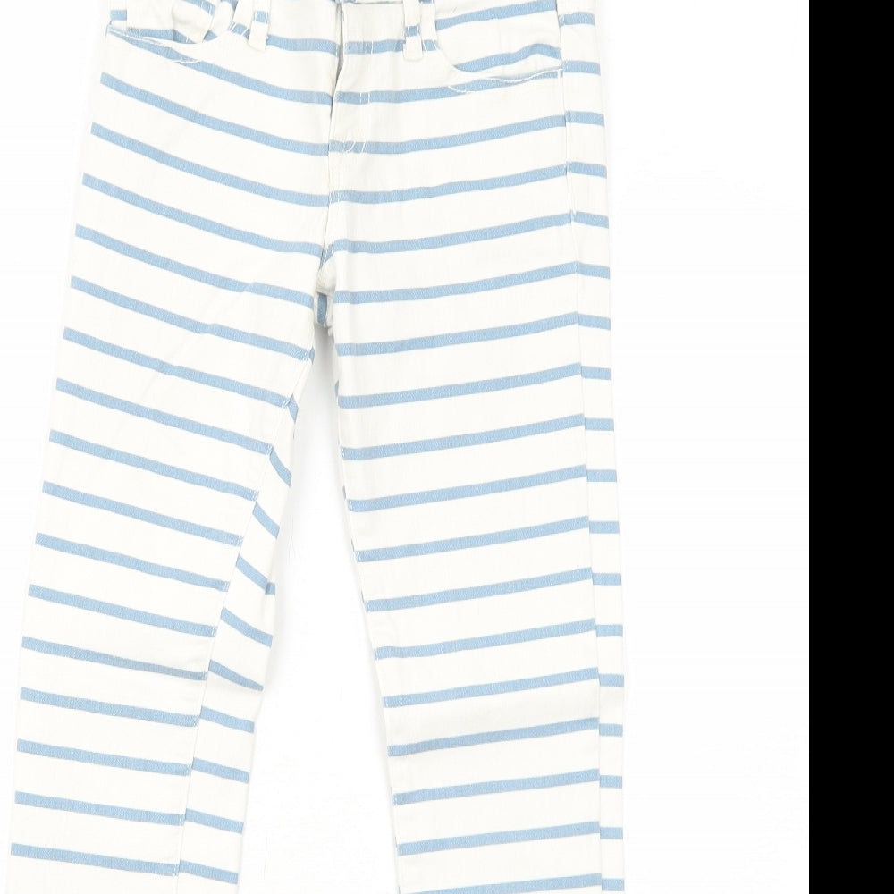 Gap Girls White Striped Cotton Skinny Jeans Size 8-9 Years Regular Zip