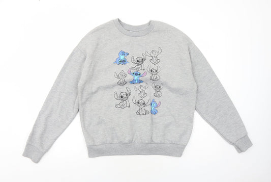 Disney Womens Grey Cotton Pullover Sweatshirt Size S Pullover - Disney Stich