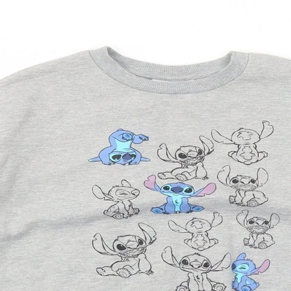Preloved Disney Womens Grey Cotton Pullover Sweatshirt Size S Pullover - Disney Stich - Detail