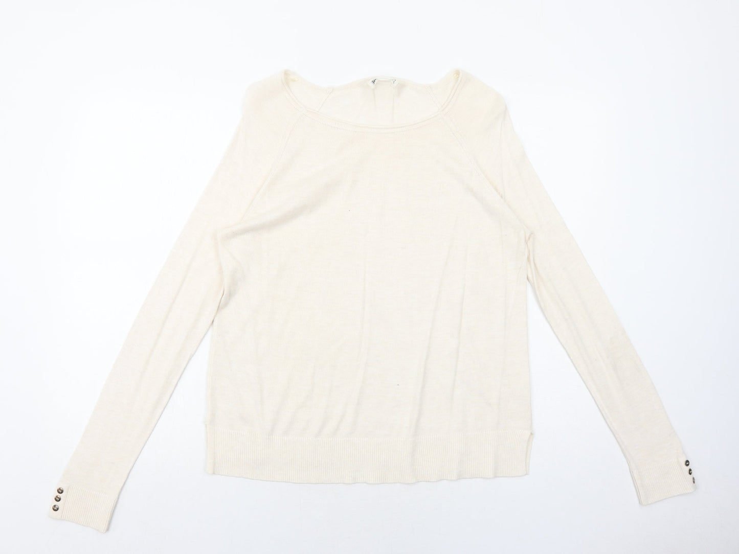Stradivarius Womens Ivory Round Neck Acrylic Pullover Jumper Size S