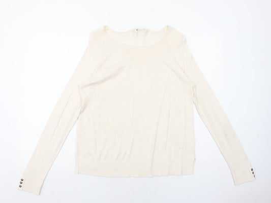 Stradivarius Womens Ivory Round Neck Acrylic Pullover Jumper Size S