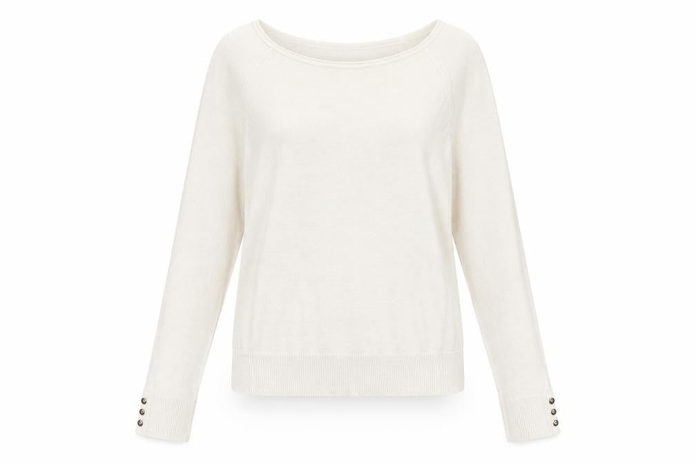 Stradivarius Womens Ivory Round Neck Acrylic Pullover Jumper Size S